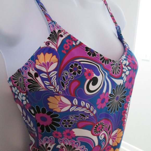 Salt + Cove Swimsuit Retro Hippie Print Scoop Neck One-Piece Sz M - Picture 6 of 12